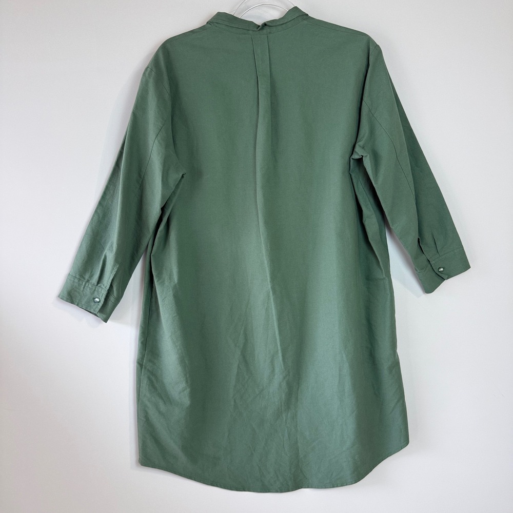 Pomander‎ Place Polly Dress Women M Green Cotton Pleated Shoulder Mini Y18715T - Picture 3 of 14